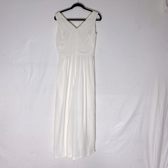 Vintage Diamond Tea Gown Cream Sleeveless Cropped Wide Leg Culotte Jumpsuit M - Picture 1 of 16